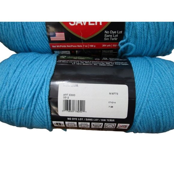 Red Heart Worsted Yarn Turqua Blue No Dye Lot One Full One Partial Skein - Picture 3 of 4